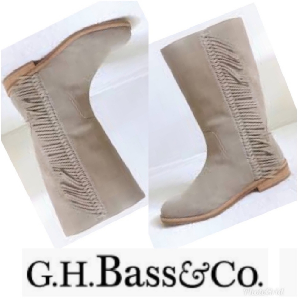 NIB Bass Boots Size 6, Gray Leather With Fringe
